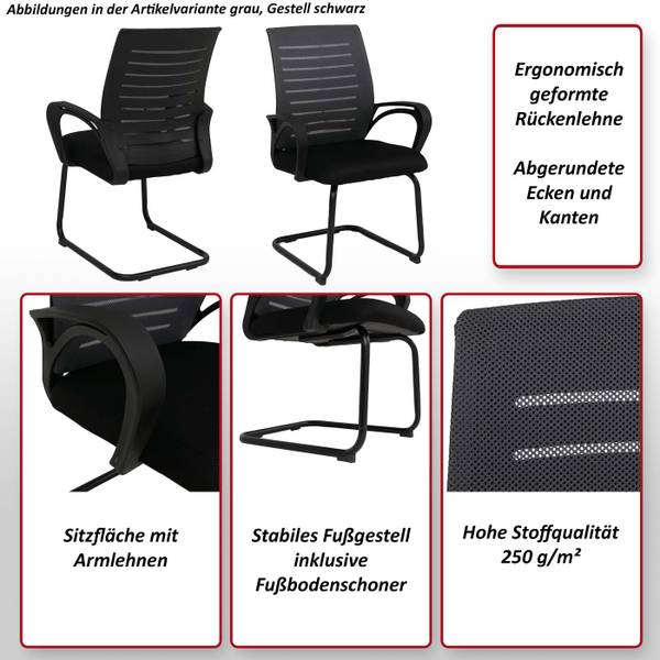 Esszimmerstuhl K51 (2er-Set) Schwarz - Grau