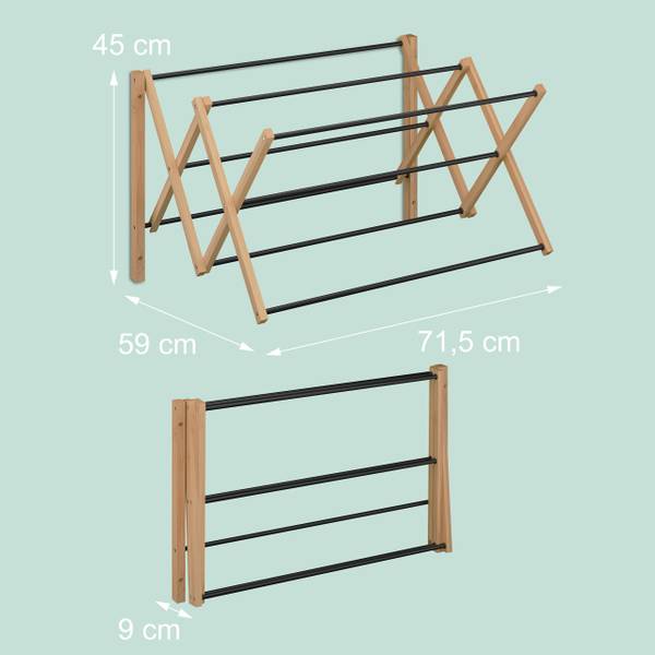 Wanddroogrek uitschuifbaar bamboe zwart - lichtbruin