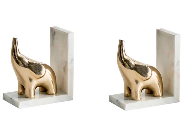 Buchstütze KOTEZI Gold - Weiß - Stein - 8 x 15 x 13 cm