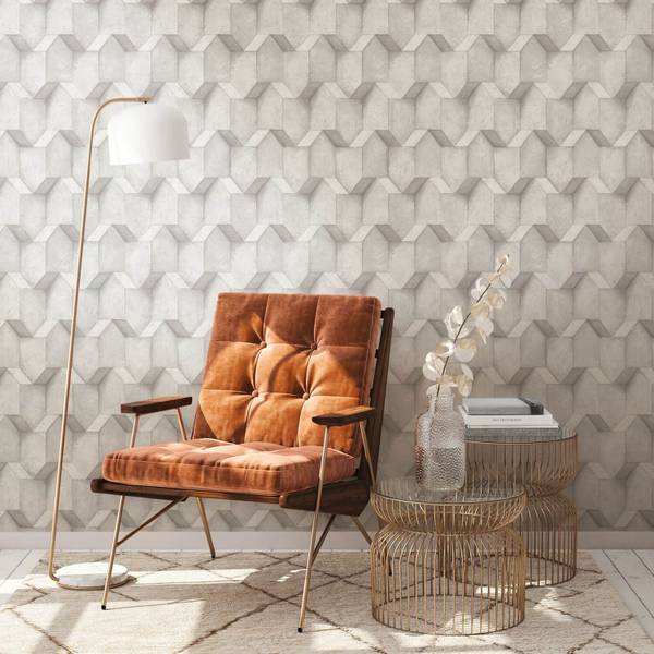 Vliestapete 388274-GU Weiß - Textil - 53 x 1 x 1005 cm