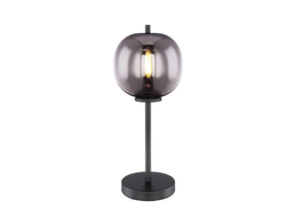 Tischlampe Nachttischlampe Glaskugel Schwarz - Rauchglas - 19 x 45 x 19 cm