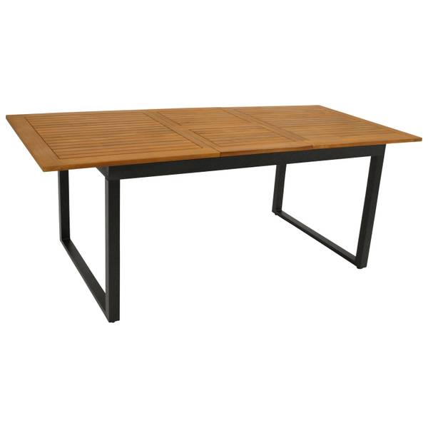Garnitur RIVELLO 7-teilig Schwarz - Braun - Grau - Akazie - Aluminium - Polyester PVC - 200 x 75 x 90 cm