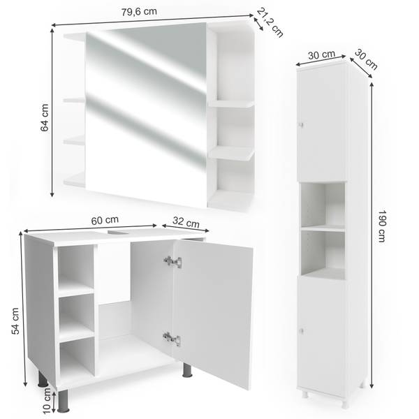 Badmöbel-Set Fynn 24289 3er Set Weiß - Anzahl Teile im Set: 3