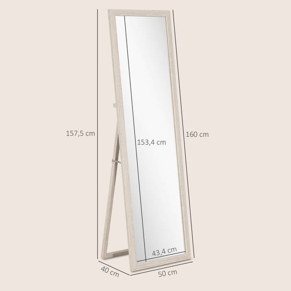 Lichaamslange spiegel 83D-069V00WT wit - glas - 4 x 160 x 50 cm