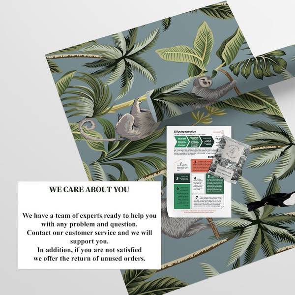 Papier Peint Jungle Tropicale Gris Gris - Papier - 1 x 200 x 200 cm