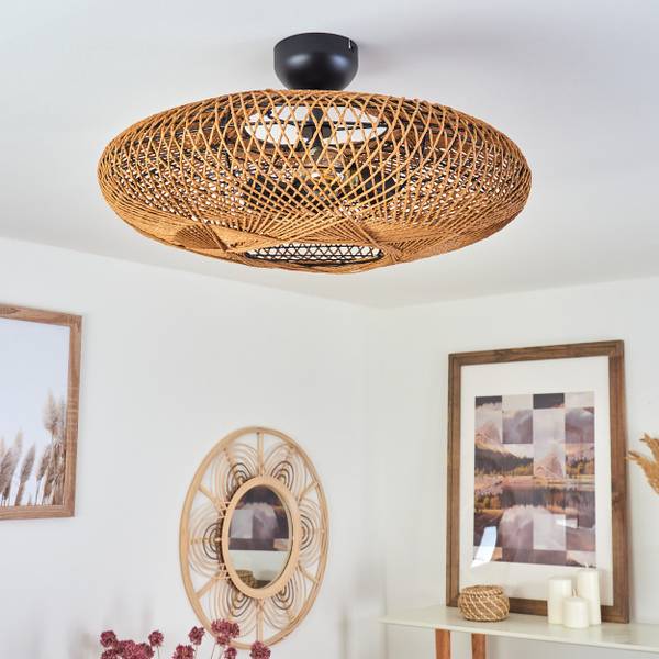 Deckenleuchte Messerotti Beige - Schwarz - 54 x 25 x 54 cm - Durchmesser: 52 cm - Flammenanzahl: 2 - Metall