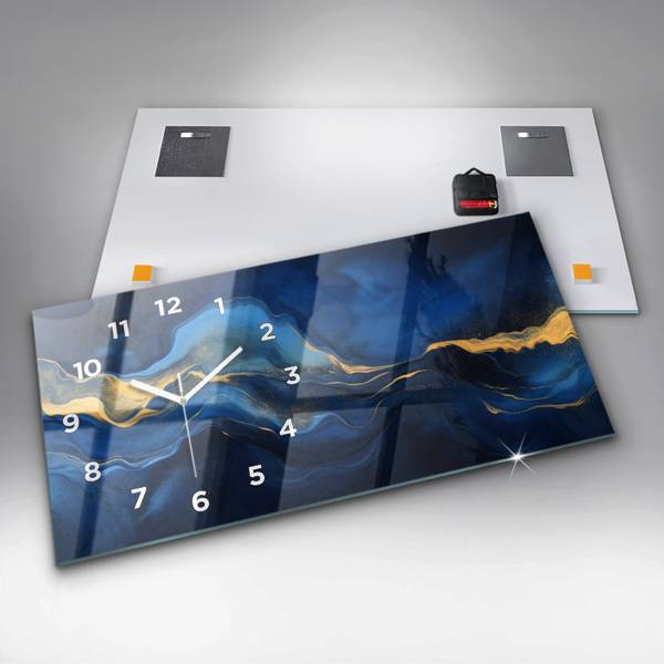 Wanduhr Ruhige Gewässer Blau - Glas - 60 x 30 x 0 cm