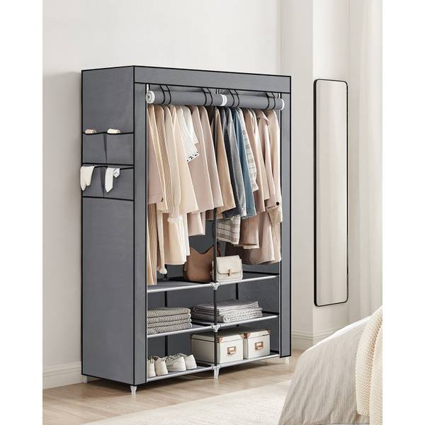 Armoire en tissu Monrovia Victoria Gris - Matière plastique - 127 x 176 x 45 cm
