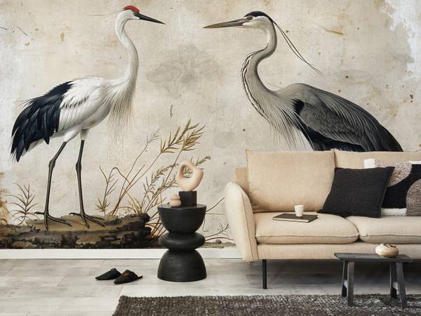 Fototapete Vögel Kranich Reiher Fluss 500 x 350 x 350 cm