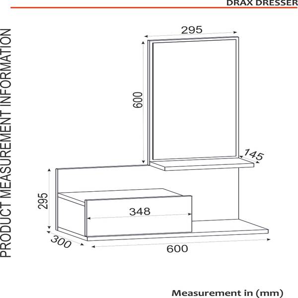 Konsolentisch mit Spiegel Drax hängend Braun - Spiegelglas - 60 x 30 x 30 cm