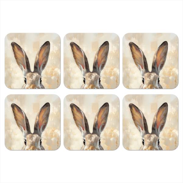 GLASUNTERSETZER Hasenohren 6er-Set Beige - Kork - Holzwerkstoff - 10 x 1 x 10 cm
