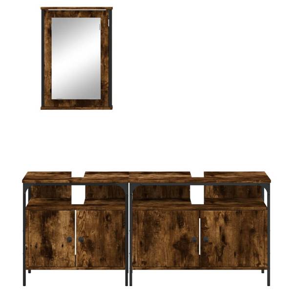Badkamermeubelset 3033732 Set van 3 bruin - plaatmateriaal op houtbasis - 12 x 60 x 42 cm