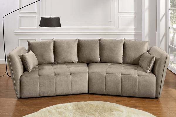 5-Sitzer Sofa ROYAL Beige - Polyester - Webstoff - Velours - 295 x 86 x 145 cm