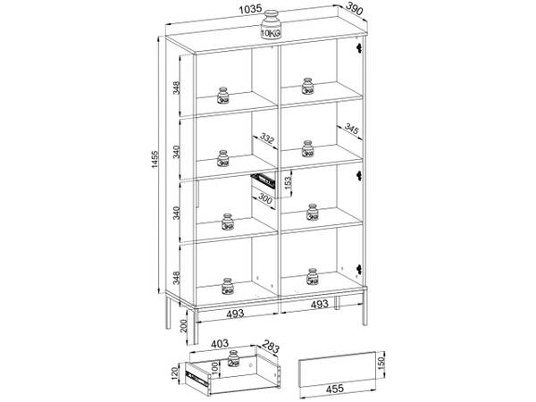 Vitrinenschrank DEO Beige - ABS - 104 x 166 x 39 cm