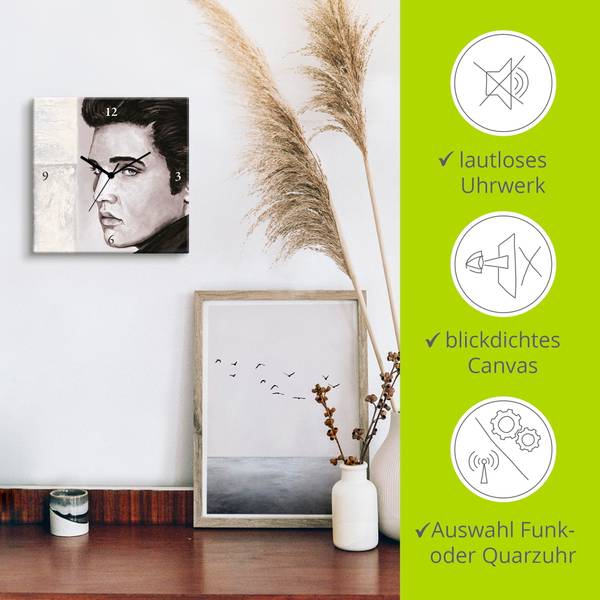 Hollywood Legenden II - Elvis Presley Grau - Holzverbundwerkstoff - 30 x 30 x 2 cm