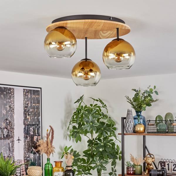 Deckenleuchte Cesaro Gold - Aluminium - Klarglas - 42 x 29 x 43 cm