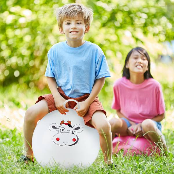 Ballon sauteur  enfants motif animal Blanc - PVC - 45 x 55 x 45 cm