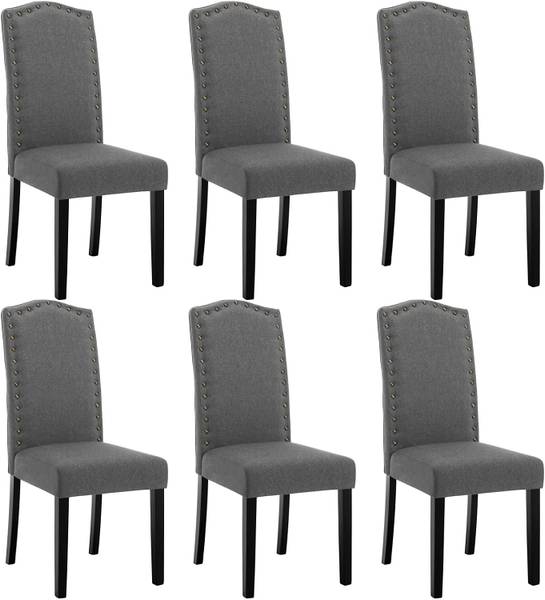 Esszimmerstuhl Connor (6er Set) Grau - Leinen - 43 x 102 x 49 cm