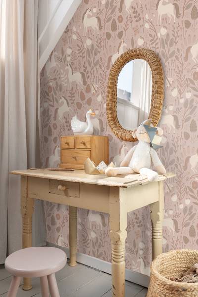 papier peint licornes 7459 Rose foncé - Polaire - 53 x 1005 x 53 cm