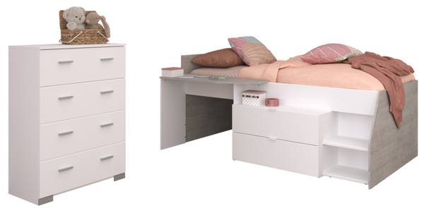 Kinderzimmer Milky16 2-teilig Weiß - Holzwerkstoff - 135 x 106 x 203 cm