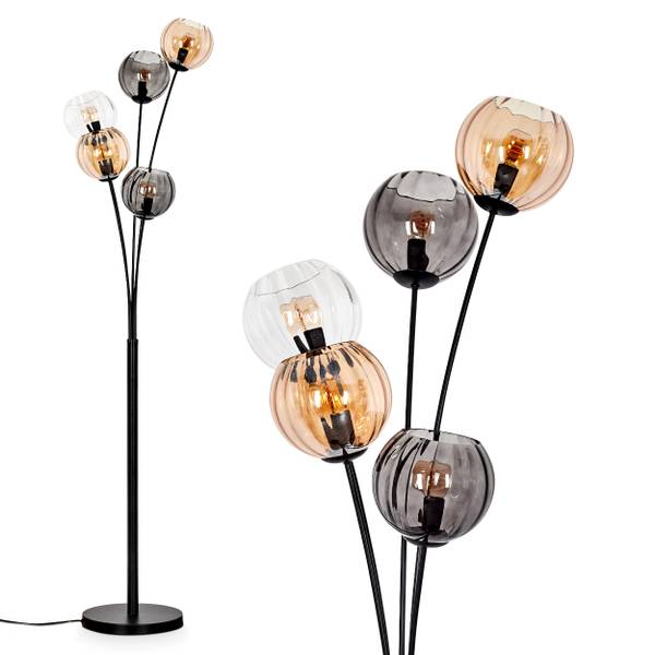 Stehlampe Cesaro Grau - Orange - Aluminium - Klarglas - 35 x 169 x 35 cm