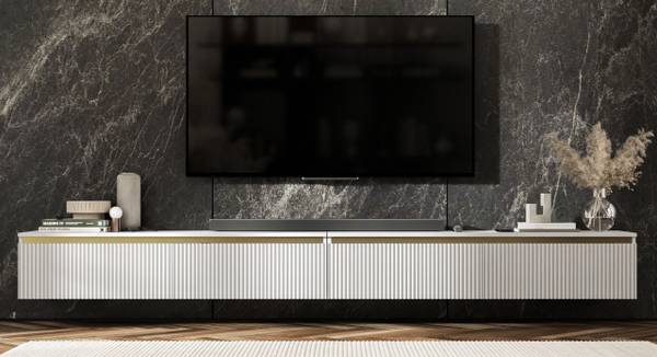 TV-Lowboard SELENE 2er-Set Gold - Weiß