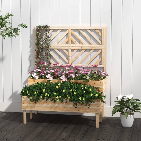 Blumenkasten mit Spalier Holz