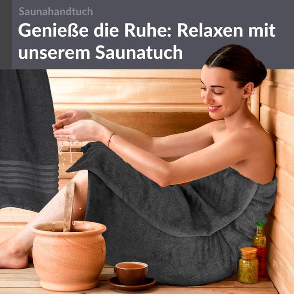 Saunahandtuch London 2er-Set Grau - Frottee - 80 x 1 x 200 cm