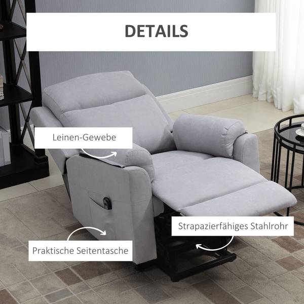 Aufstehsessel 713-094V90LG Glas Grau - Hellgrau