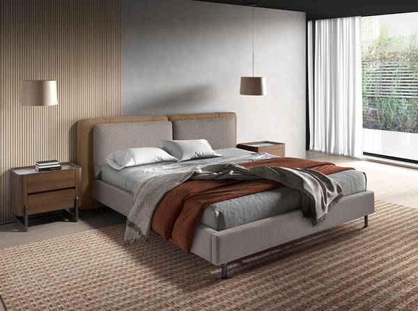 Bed 7154 grijs - structuurstof - geweven stof - 217 x 100 x 222 cm