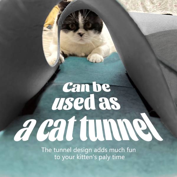 Tunnel pour chat KB Bleu - Blanc - Polyester - 35 x 14 x 35 cm