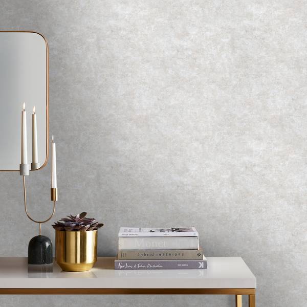 Vliestapete Putz Metallic Grau