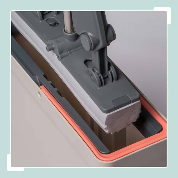 Schwamm Wischmopp Set mit 3 Kammern Beige - Grau - Orange - Metall - Kunststoff - 34 x 29 x 11 cm