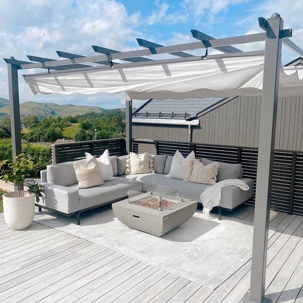 Westport Gasfeuertisch aus Beton Grau - Naturfaser - 86 x 36 x 86 cm