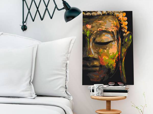 Wandbild Malen nach Zahlen Glaube Yi Schwarz - Baumwollstoff - 40 x 60 x 2 cm