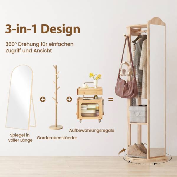 Ganzkörperspiegel VH35782 Braun - Holzwerkstoff - 48 x 168 x 48 cm