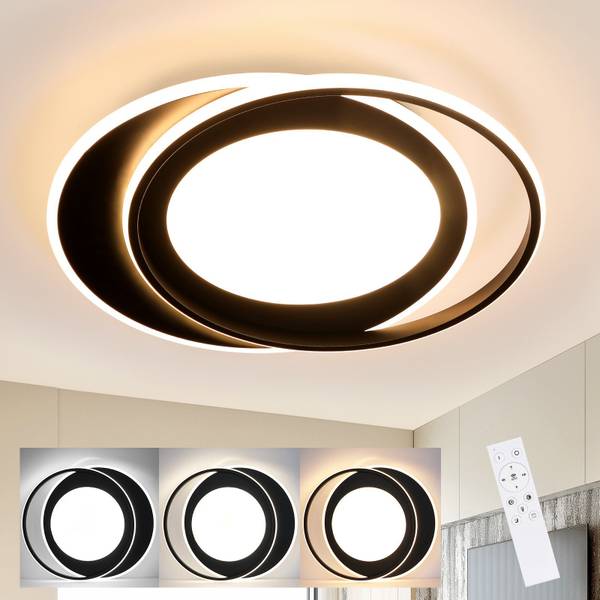 LED Deckenleuchte Sonnensystem Schwarz - Metall - 48 x 7 x 49 cm