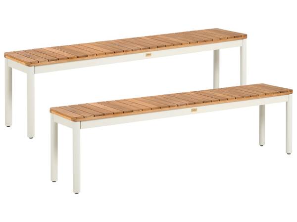 Gartenset CORRICELLA 2-tlg Braun - Weiß - Massivholz - 163 x 45 x 32 cm