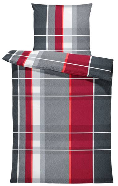 Winterbettwäsche Thermofleece Karo rot Rot - Fleece - 135 x 8 x 200 cm