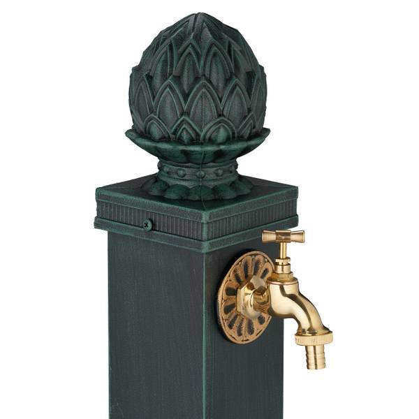 Waterzuil met kraan 80 cm goud - groen - aluminium - ijzer - 19 x 80 x 22 cm