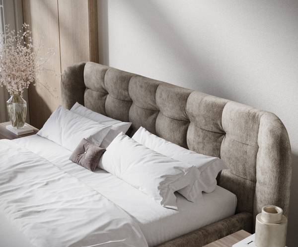 Gestoffeerde bed Nuno III beige - Ligoppervlak breedte: 120 cm