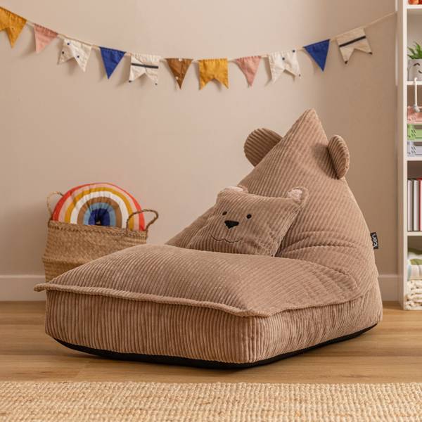 Kindersitzsack mit Kissen Bär Braun
