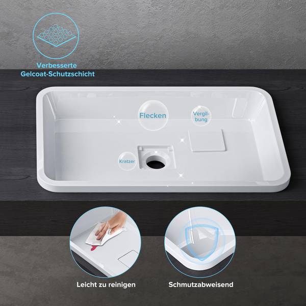 Waschbecken Col104W-600 Hochglanz Weiß - 38 x 12 x 60 cm