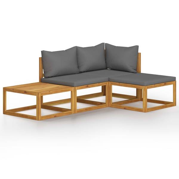 Garten-Lounge-Set 3057601 (4-teilig) Grau - Polyester - Akazie - 68 x 29 x 68 cm