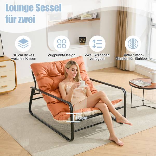 Sessel Loungesessel 2707864 Orange - Massivholz - 118 x 84 x 92 cm