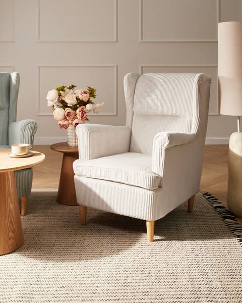 Oorfauteuil ABSON beige - bruin - natuurvezel - 64 x 100 x 65 cm