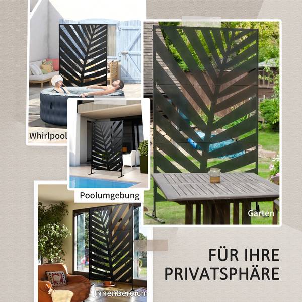 Outdoor Sichtschutzständer 844-633V00BK Braun - Metall - 45 x 198 x 122 cm
