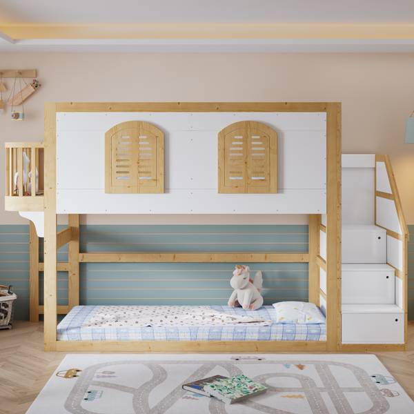 Hausbett K-2038 Braun - Holzwerkstoff - 95 x 184 x 285 cm