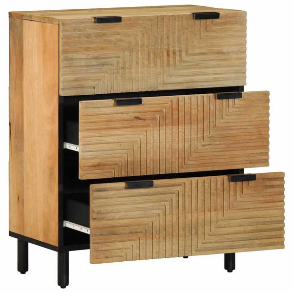 Sideboard 3043525 (2er Set) Braun - Mango - 60 x 75 x 33 cm