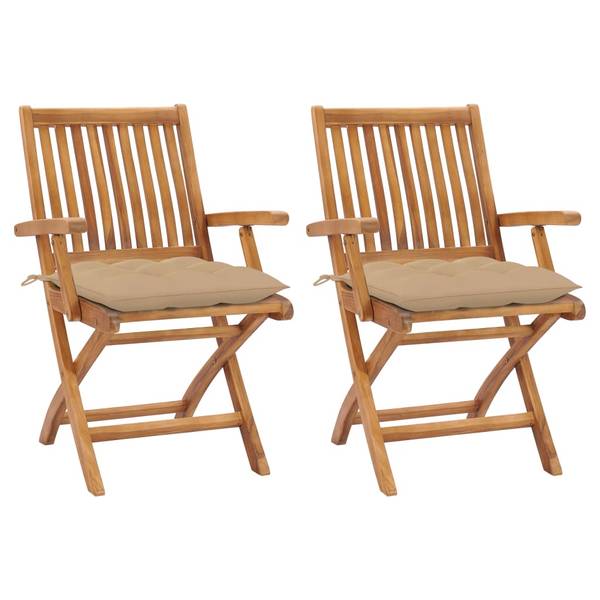 Chaise de jardin 3007494-1 (lot de 2) Beige - Largeur : 56 cm